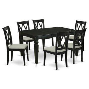East West Furniture Weston 7-piece Wood Dinette Table Set in Black