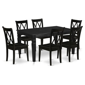 east west furniture weston 7-piece wood kitchen table and chair set in black