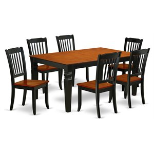 East West Furniture Weston 7-piece Dining Set with Wood Chairs in Black/Cherry