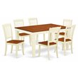 East West Furniture Weston 7-piece Wood Dining Table Set in Buttermilk/Cherry
