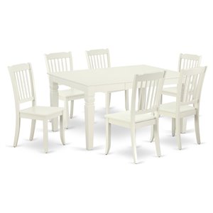 East West Furniture Weston 7-piece Wood Dining Room Set in Linen White