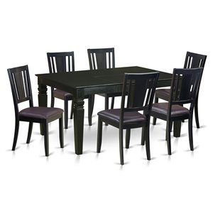 East West Furniture Weston 7-piece Wood Dining Table Set in Black