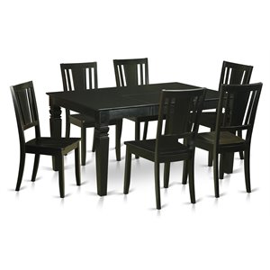 East West Furniture Weston 7-piece Wood Dining Room Set in Black