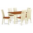 East West Furniture Weston 7-piece Wood Dining Table and Chair Set in Cherry
