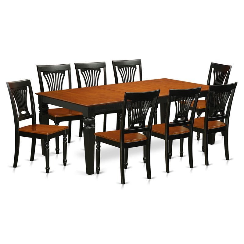East West Furniture Logan 9-piece Wood Dining Set in Black/Cherry