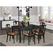 East West Furniture Weston 7-piece Wood Dining Table and Chair Set in Black