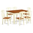 East West Furniture Weston 7-piece Wood Kitchen Set in Buttermilk/Cherry