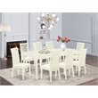 East West Furniture Dover 9-piece Wood Dining Room Table Set in Linen White