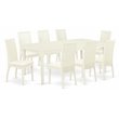 East West Furniture Dover 9-piece Wood Dining Room Table Set in Linen White