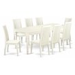 East West Furniture Dover 9-piece Wood Dining Table and Chair Set in Linen White
