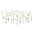 East West Furniture Dover 9-piece Wood Table and Dining Chair Set in Linen White