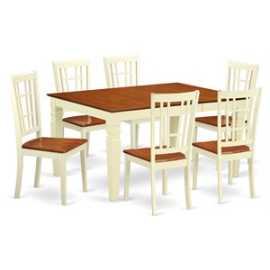 East West Furniture Weston 7-piece Wood Table and Dining Chair Set in Cherry