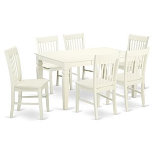 East West Furniture Weston 7-piece Wood Dining Table and Chairs in White