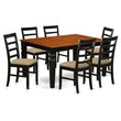 East West Furniture Weston 7-piece Dining Set with Fabric Seat in Black/Cherry