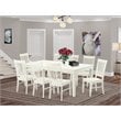 East West Furniture Logan 9-piece Wood Dining Set in Linen White