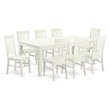 East West Furniture Logan 9-piece Wood Dining Set in Linen White