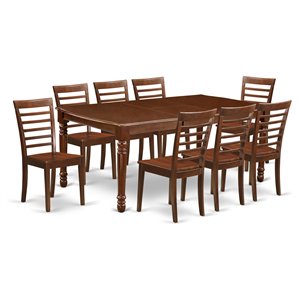East West Furniture Dover 9-piece Wood Kitchen Set in Mahogany