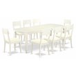 East West Furniture Dover 9-piece Wood Dining Set in Linen White