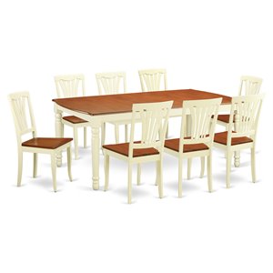 East West Furniture Dover 9-piece Wood Dinette Table Set in Buttermilk/Cherry