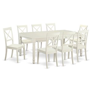east west furniture dover 9-piece wood dinette set in linen white