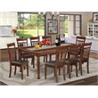 East West Furniture Dover 9-piece Wood Dining Set with Leather Seat in Mahogany
