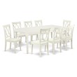 East West Furniture Dover 9-piece Wood Dining Set with X-Back Chairs in White