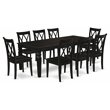 East West Furniture Logan 9-piece Wood Dining Table Set in Black