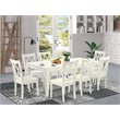 East West Furniture Logan 9-piece Wood Dining Table Set in Linen White
