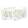 East West Furniture Logan 9-piece Wood Dining Table Set in Linen White