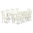 East West Furniture Logan 9-piece Wood Dining Room Set in Linen White
