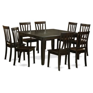 east west furniture parfait 9-piece wood dining set in cappuccino