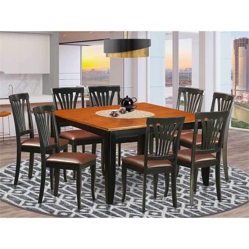 East West Furniture Parfait 9-piece Wood Dining Room Set in Black/Cherry
