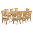 East West Furniture Vancouver 9-piece Wood Dining Table and Chairs in Oak