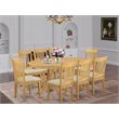 East West Furniture Vancouver 9-piece Wood Dining Set with Cushion Seat in Oak