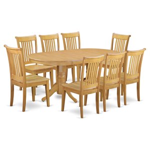 east west furniture vancouver 9-piece wood dining set in oak