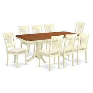 east west furniture napoleon 9-piece wood dinette table set in buttermilk/cherry