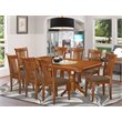 East West Furniture Napoleon 9-piece Dining Set w/ Fabric Chairs in Saddle Brown