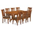 East West Furniture Napoleon 9-piece Dining Set w/ Fabric Chairs in Saddle Brown