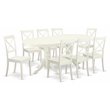 East West Furniture Vancouver 9-piece Wood Dining Table Set in Linen White