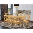 East West Furniture Vancouver 9-piece Wood Dining Room Table Set in Oak