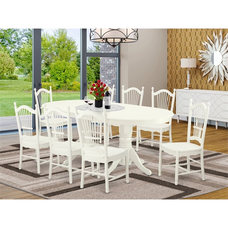 East West Furniture Vancouver 9-piece Wood Kitchen Set in Linen White