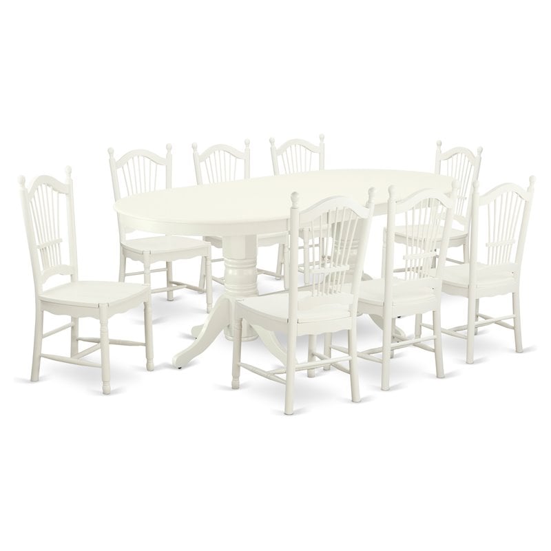 East West Furniture Vancouver 9-piece Wood Kitchen Set in Linen White
