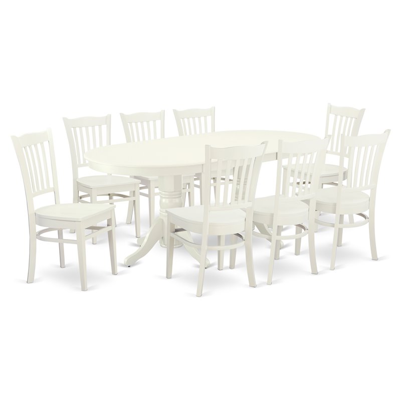 East West Furniture Vancouver 9-piece Wood Dining Table and Chair Set in White