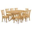 East West Furniture Vancouver 9-piece Wood Dining Table and Chair Set in Oak