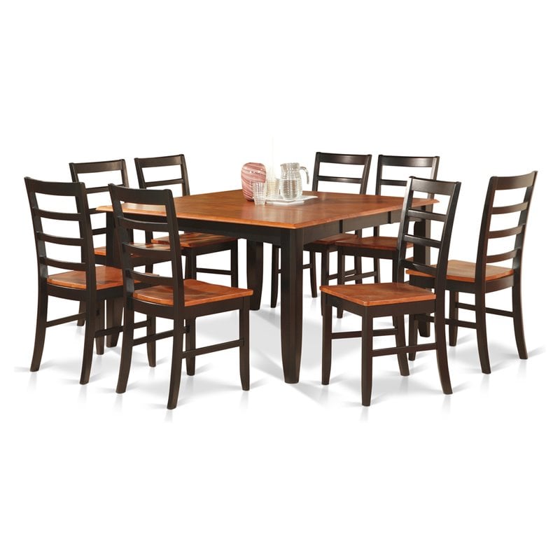 East West Furniture Parfait 9-piece Dining Set with Wood Chairs in Cherry