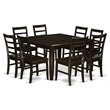 East West Furniture Parfait 9-piece Dining Set with Wood Seat in Cappuccino