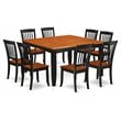 East West Furniture Parfait 9-piece Dining Set w/ Slatted Chairs in Black/Cherry