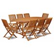 East West Furniture Beasley 9-piece Wood Patio Furniture Set in Natural Oil