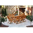 East West Furniture Beasley 9-piece Wood Outdoor Dining Set in Natural Oil