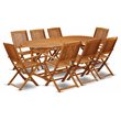 East West Furniture Beasley 9-piece Wood Outdoor Dining Set in Natural Oil